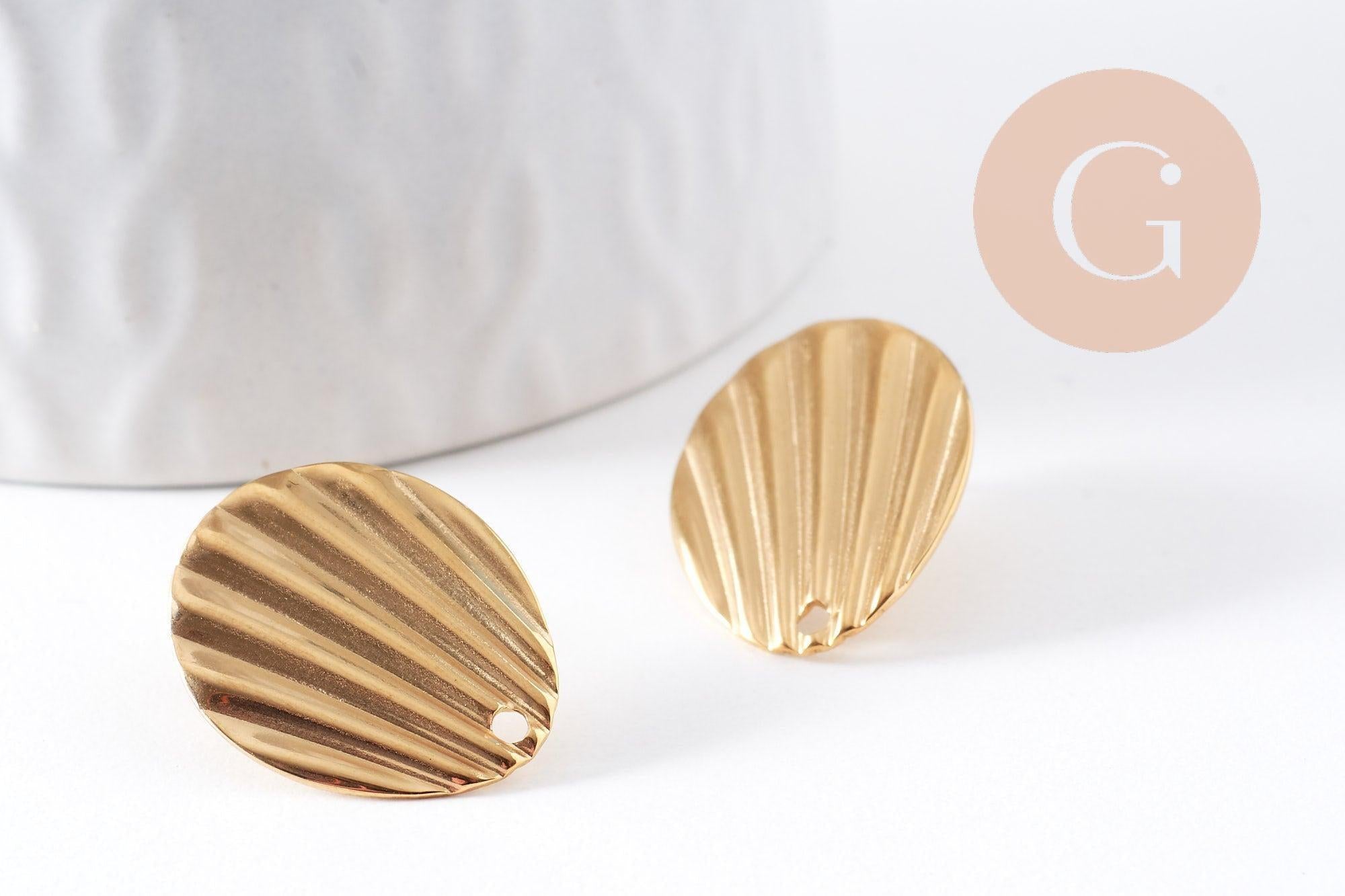 Gingerlily Apprêts clou d'oreille coquillage acier doré 21,5 mm, paire
