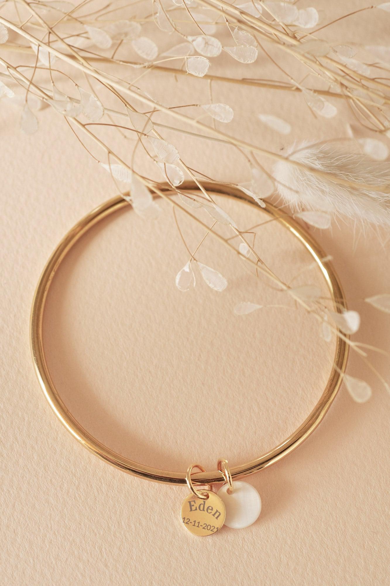 Gingerlily ADN7 bracelet jonc acier étoile nacre