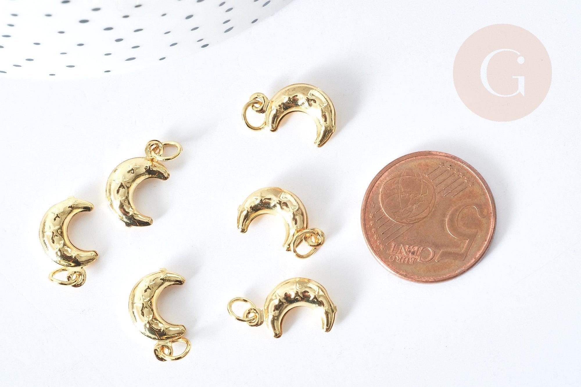Gingerlily Pendentif lune croissant laiton doré 15mm x5
