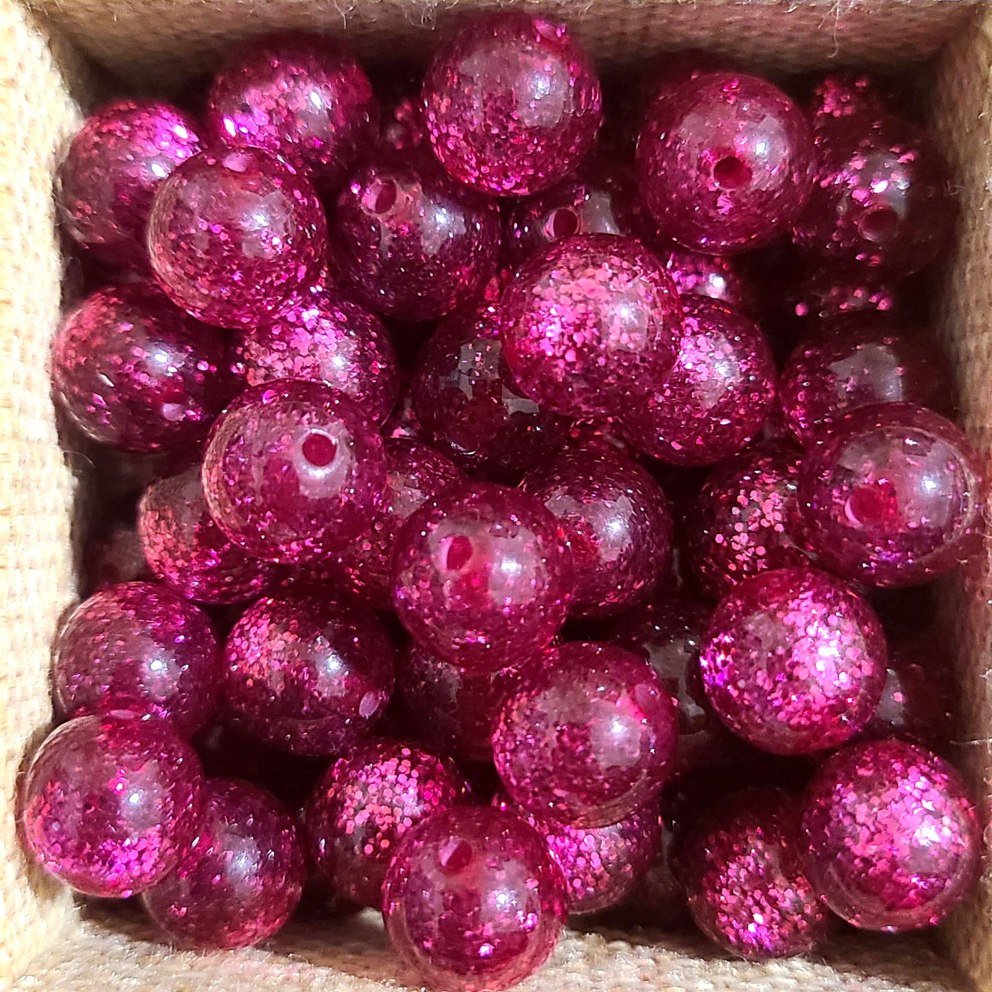 ARTSHOP Polaris perle ronde fuchsia glitter 10mm x1