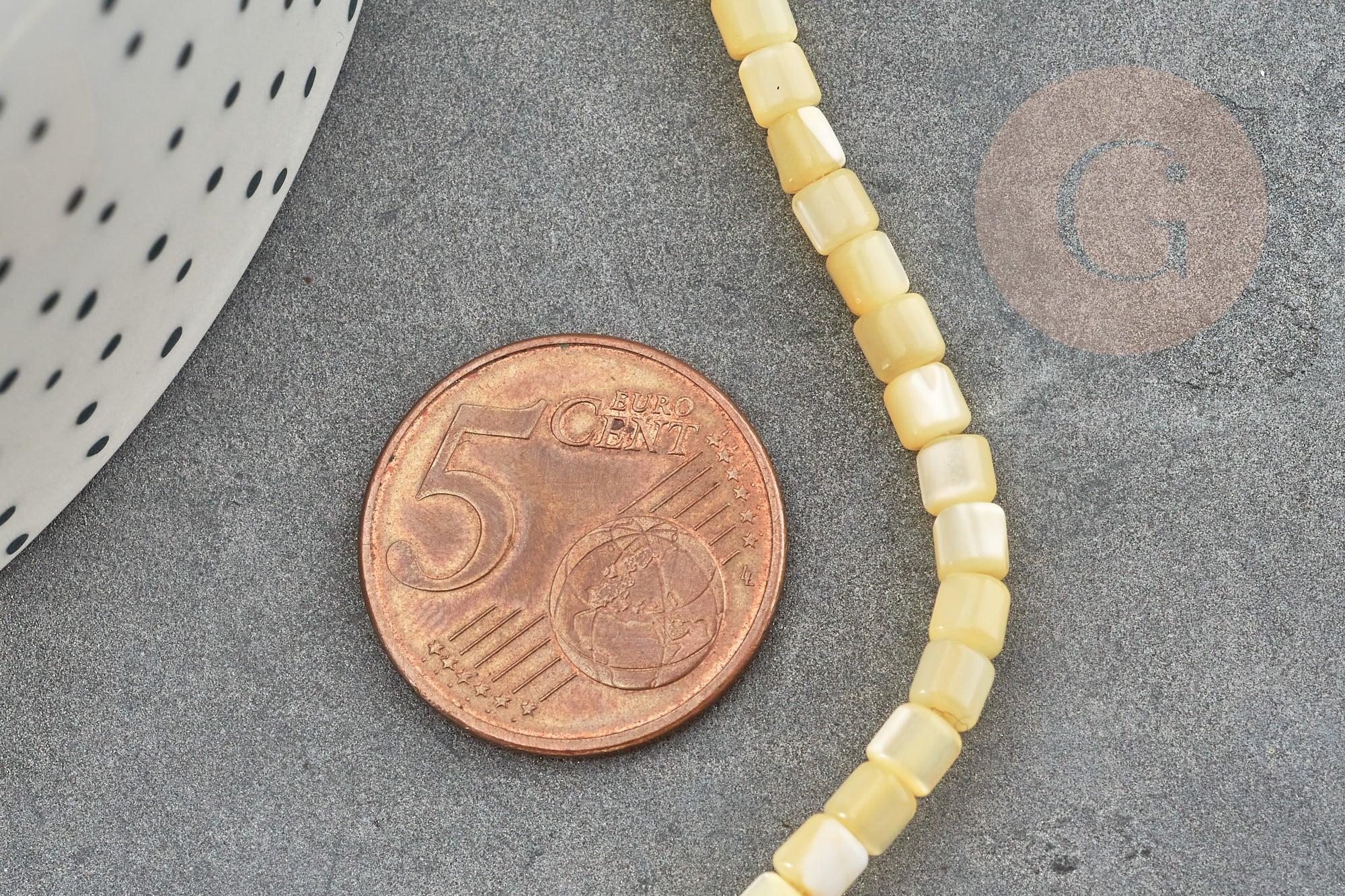 Gingerlily Perles G9241 fil perles nacre heishi jaune pastel 20cm