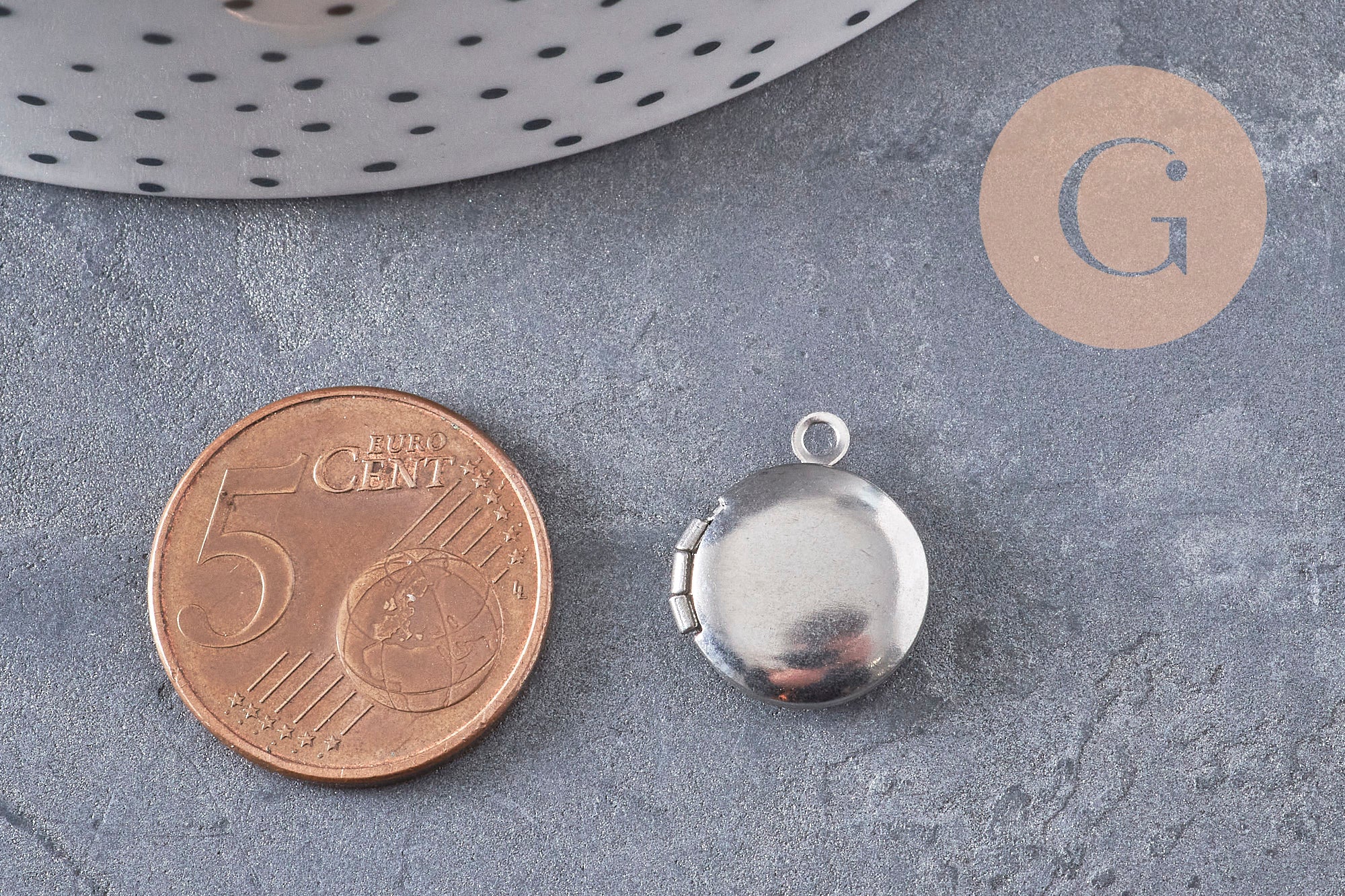 Gingerlily Perles Locket rond G10985 pendentif acier 16mm x1