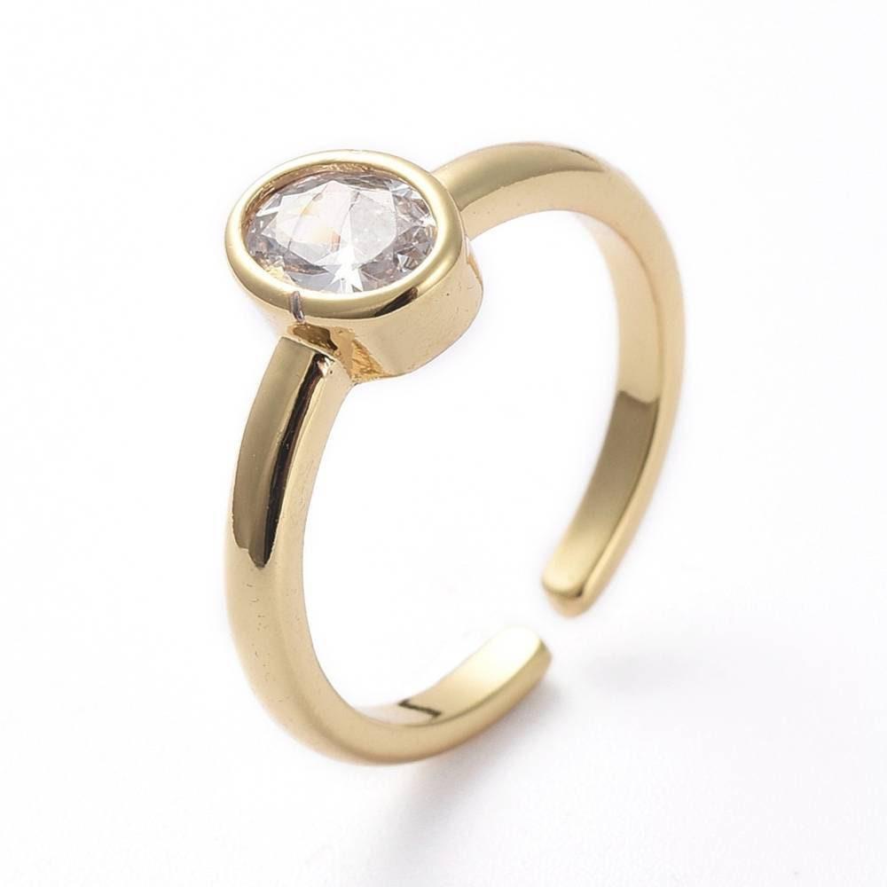 Gingerlily Apprêts G3455 bague réglable zircon doré 17mm