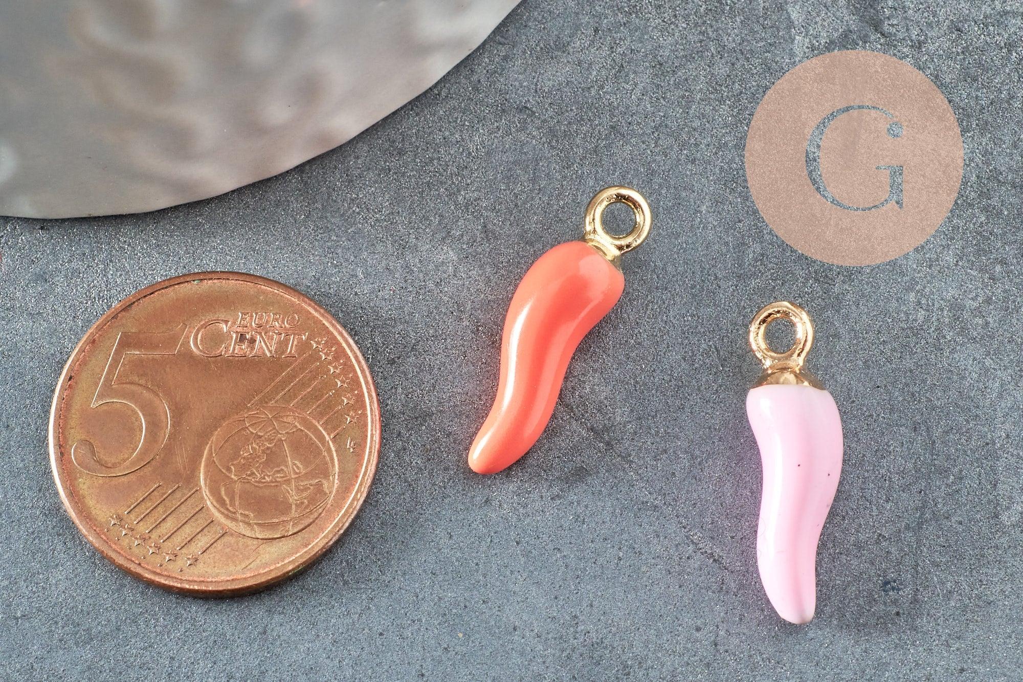 Gingerlily Pendentifs G9530 piment doré émail multicolore 15mm x5