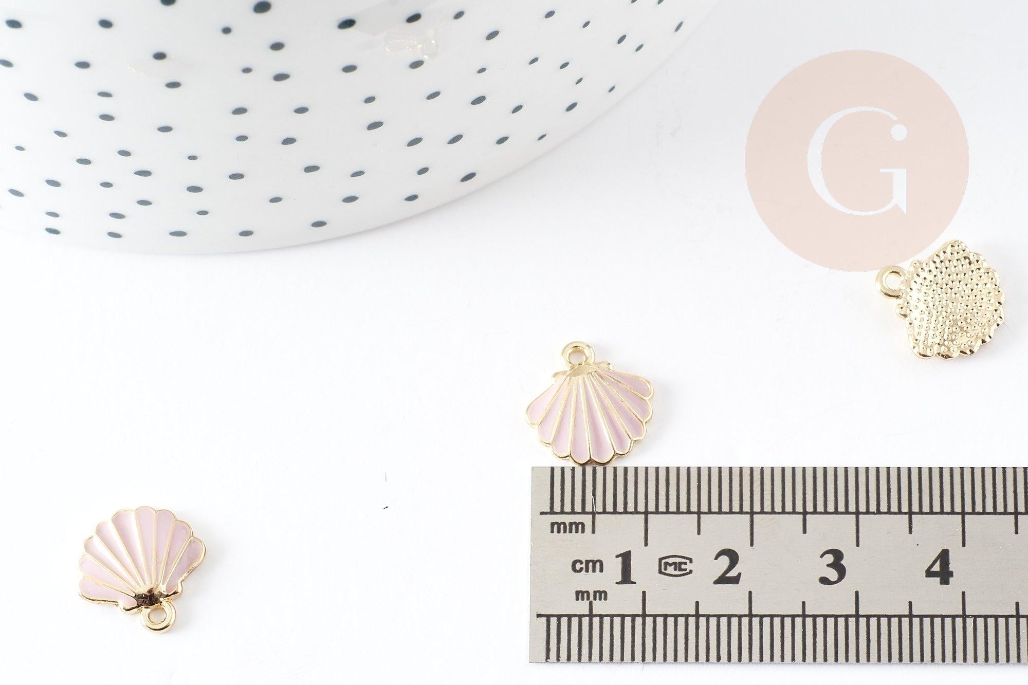 Gingerlily pendentif coquillage G4363 doré rose 13mm x1