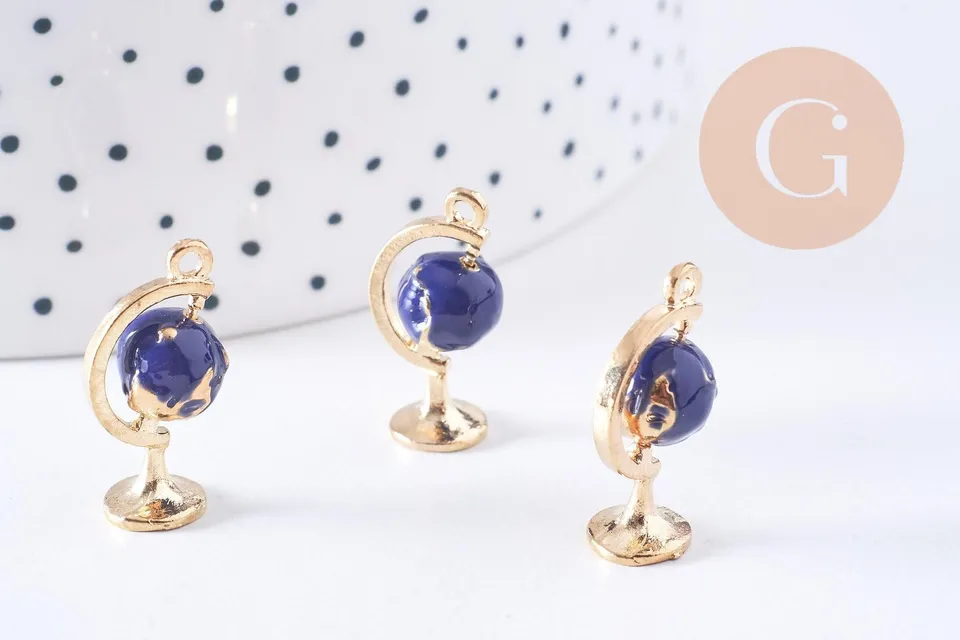 Gingerlily G4365 pendentif globe rotatif bleu doré