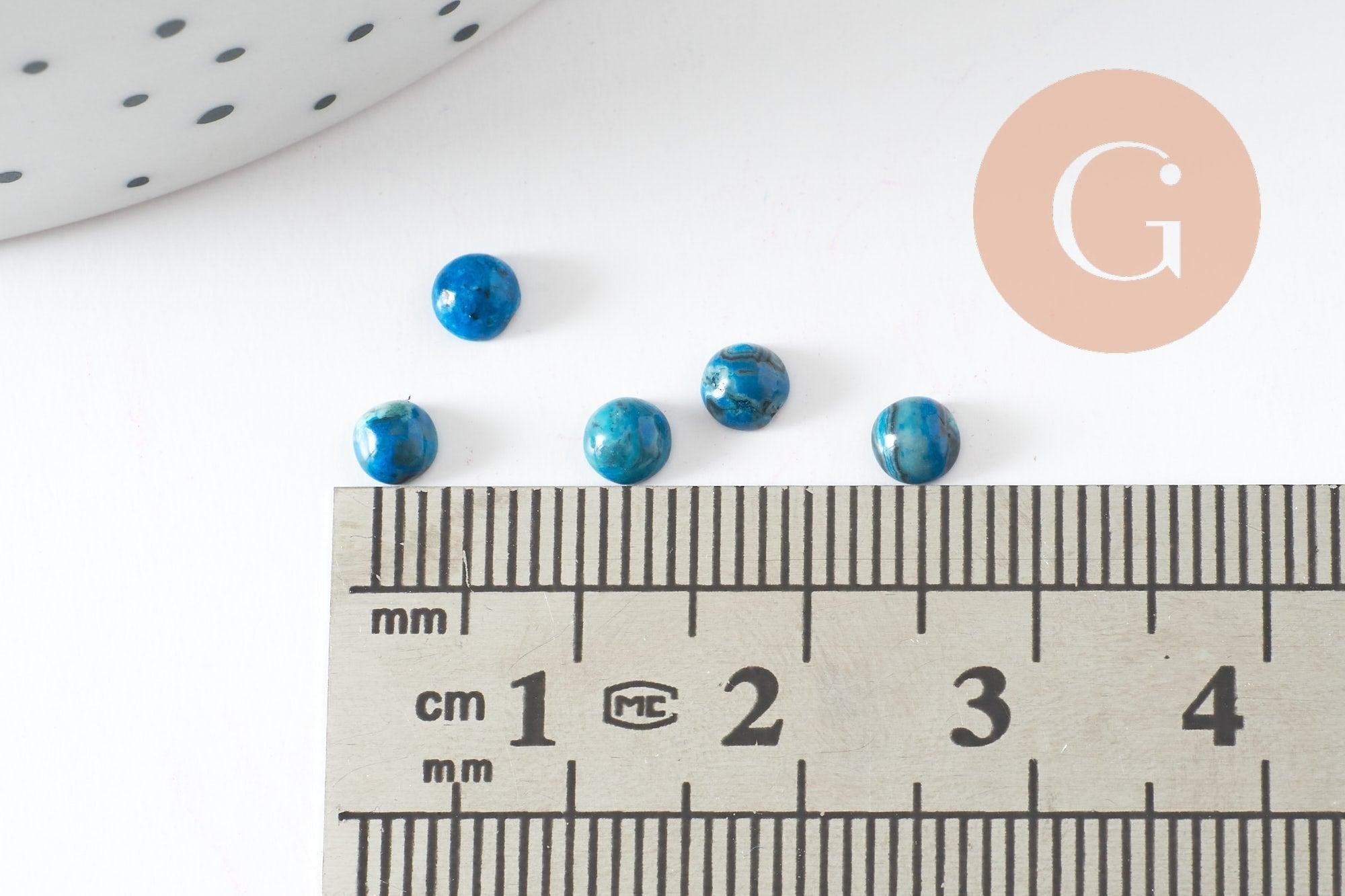 Gingerlily Pierres naturelles G10032 cabochon rond bleu 4mm