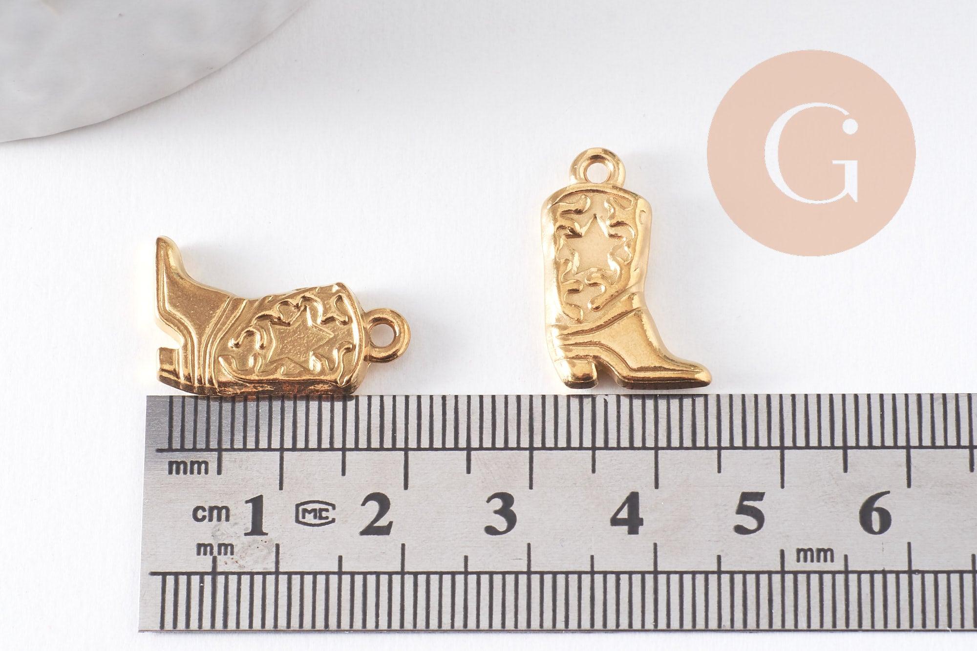 Gingerlily G10409 pendentif botte cow-boy acier doré 20mm