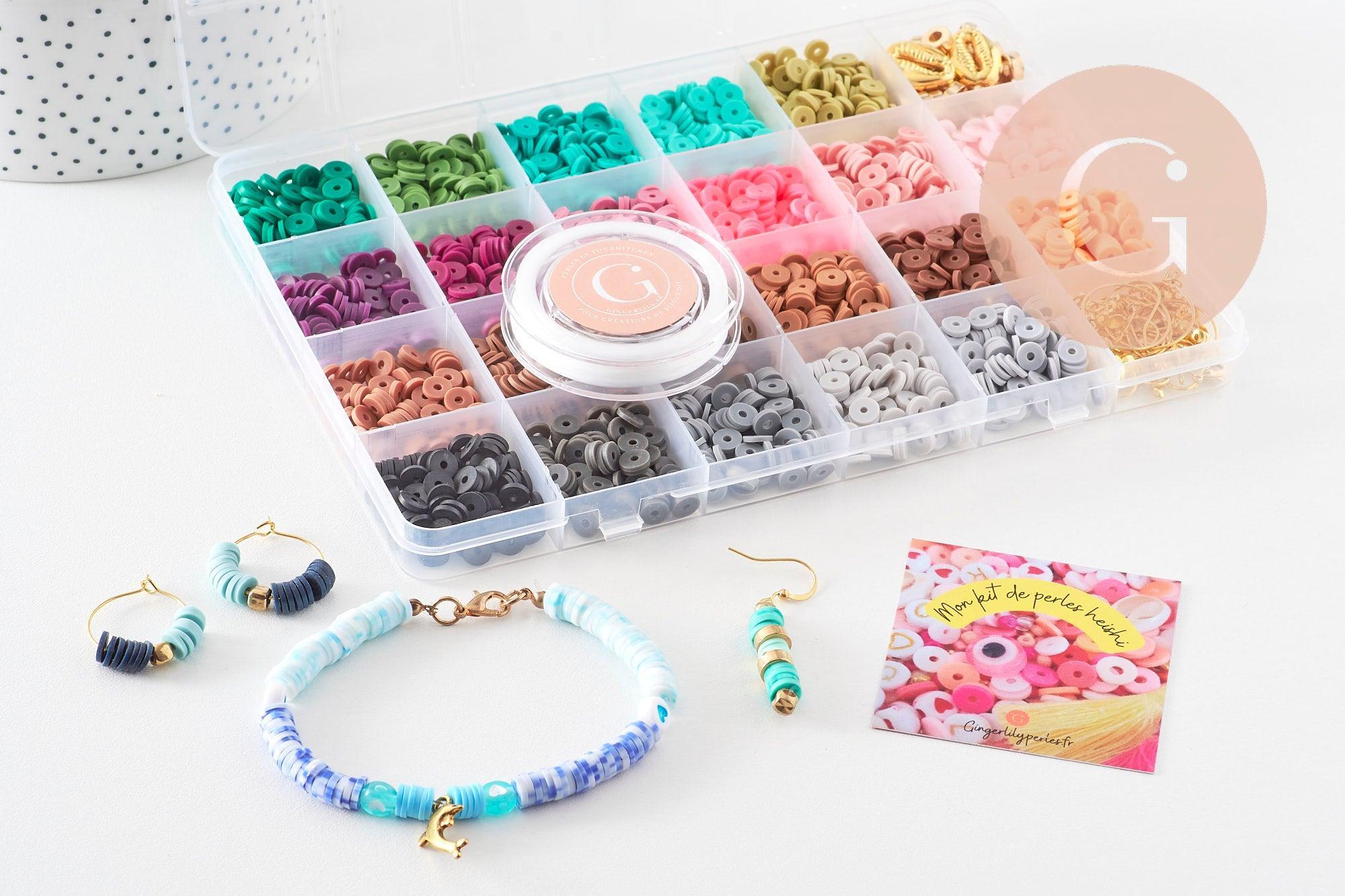Gingerlily G9997 kit perles heishi vert caramel coffret x1