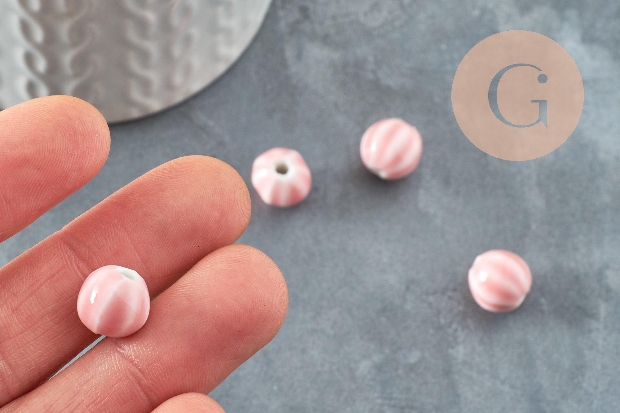 Gingerlily Perles DIY Perle ronde porcelaine rose 11mm x10