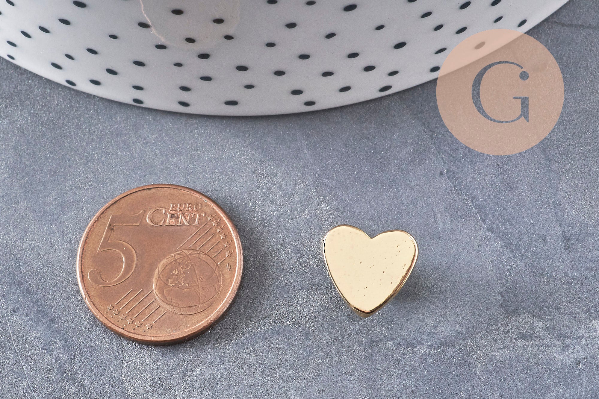 Gingerlily Broche pin's coeur laiton doré 11mm x1