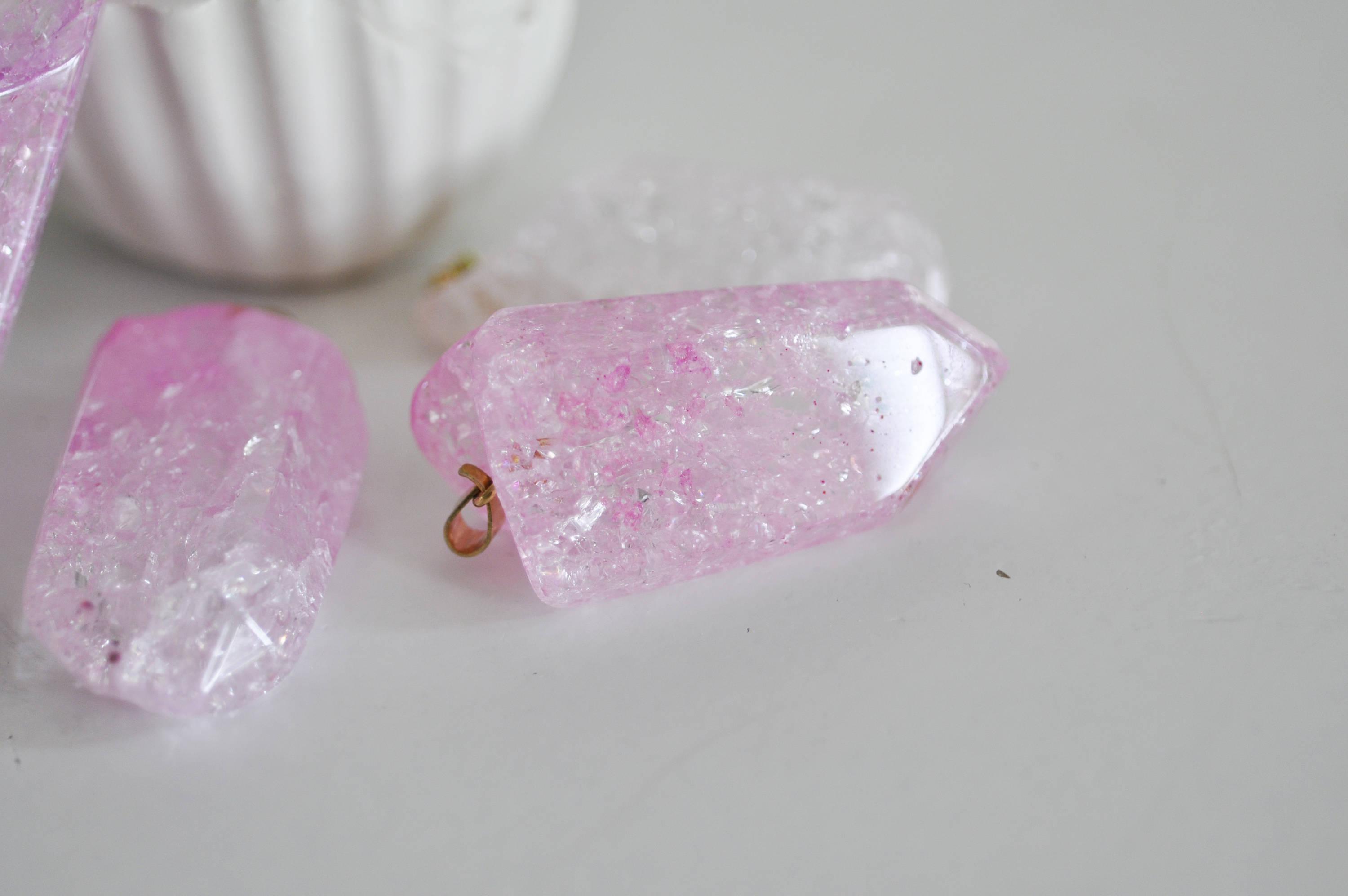 Gingerlily Pendentif pendentif cristal rose doré x1