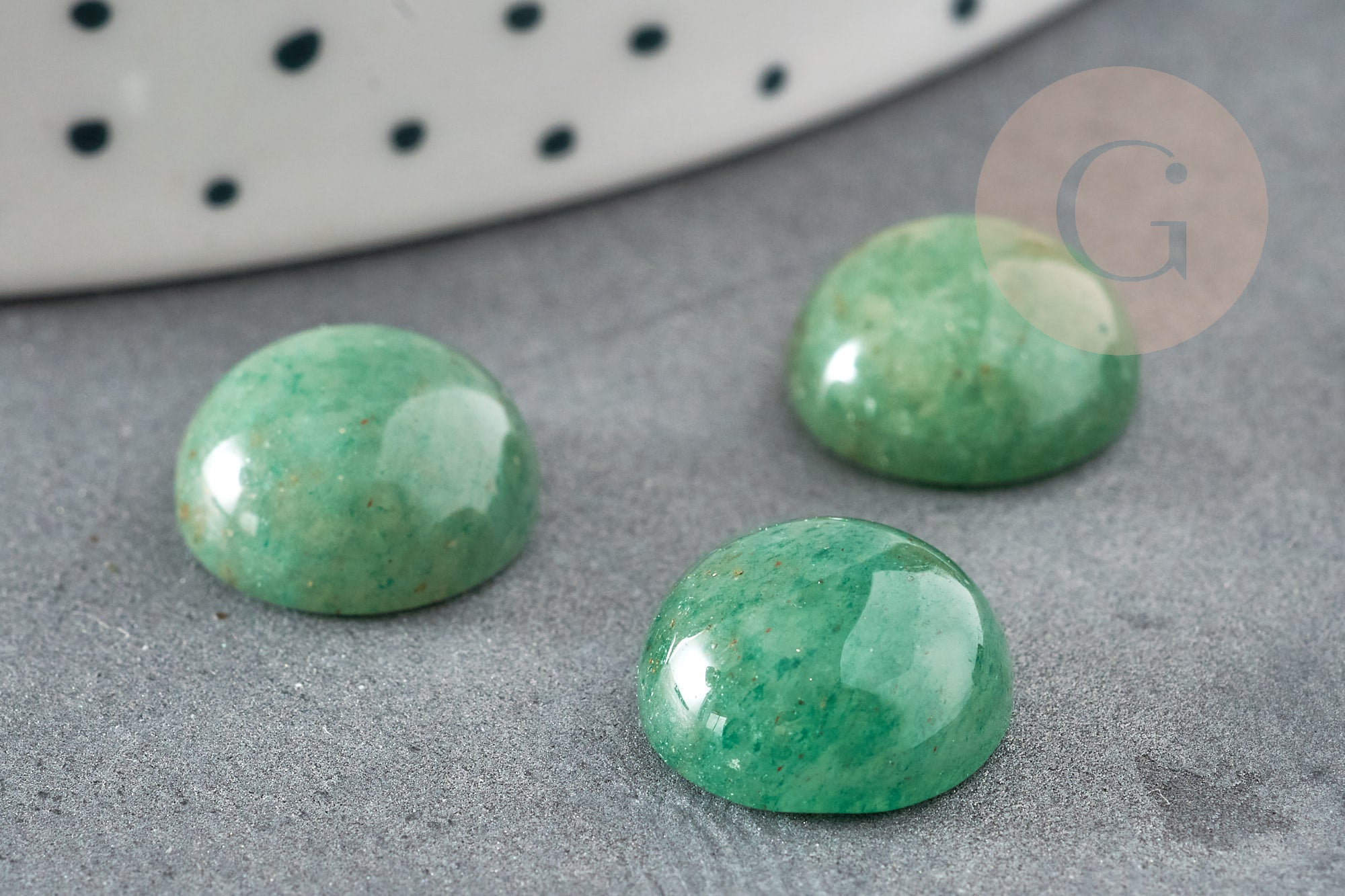 Gingerlily Cabochon rond aventurine verte naturelle 12mm x1