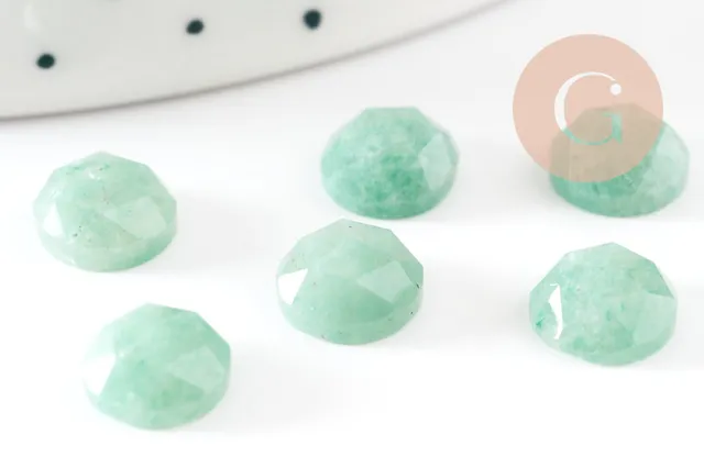 Gingerlily Cabochon rond aventurine naturelle facetté 7.5mm x1