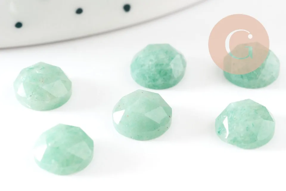 Gingerlily Cabochon rond aventurine naturelle facetté 7.5mm x1