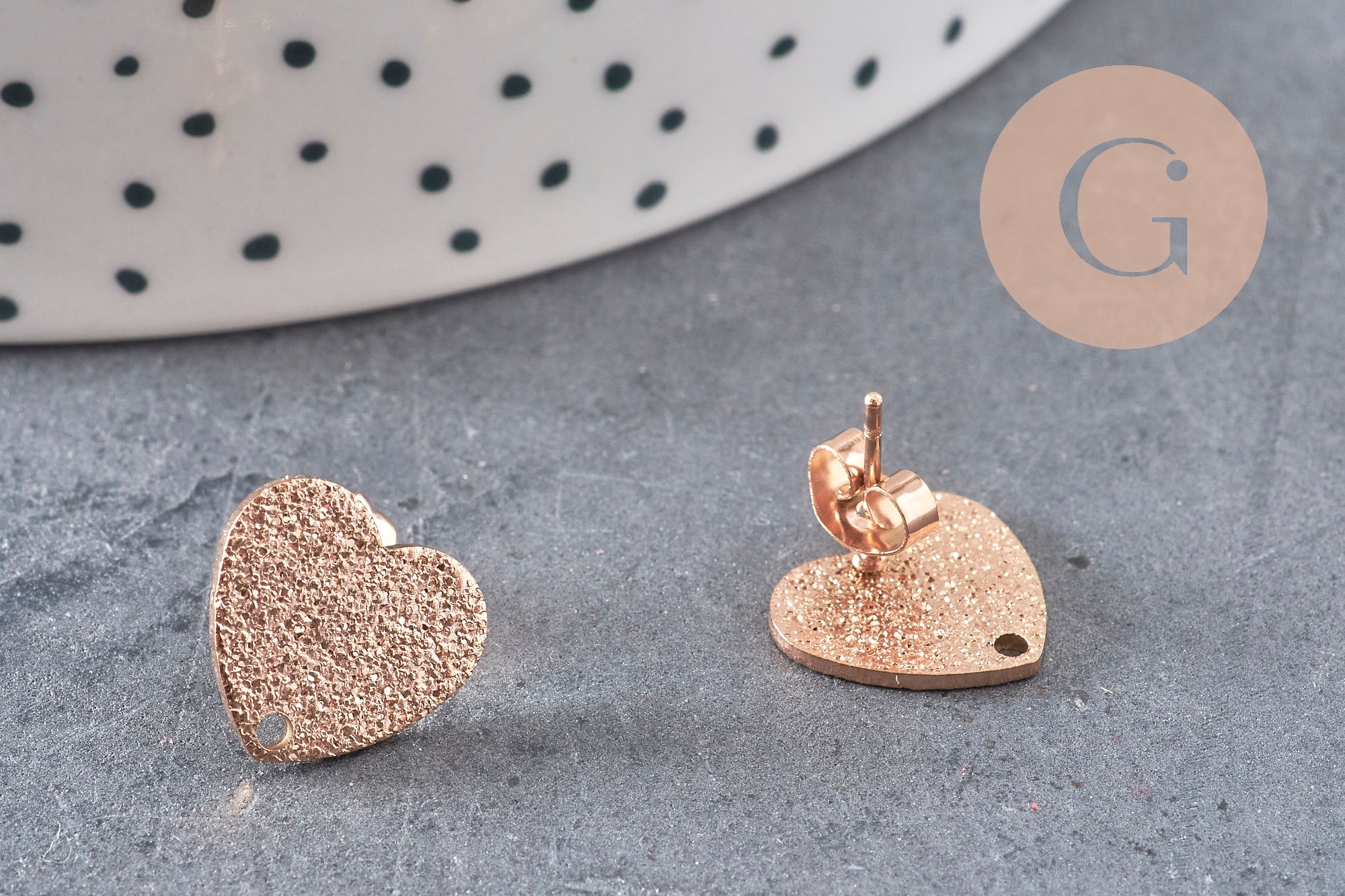 Gingerlily Apprêts G10953 clous coeur or rose 13mm paire