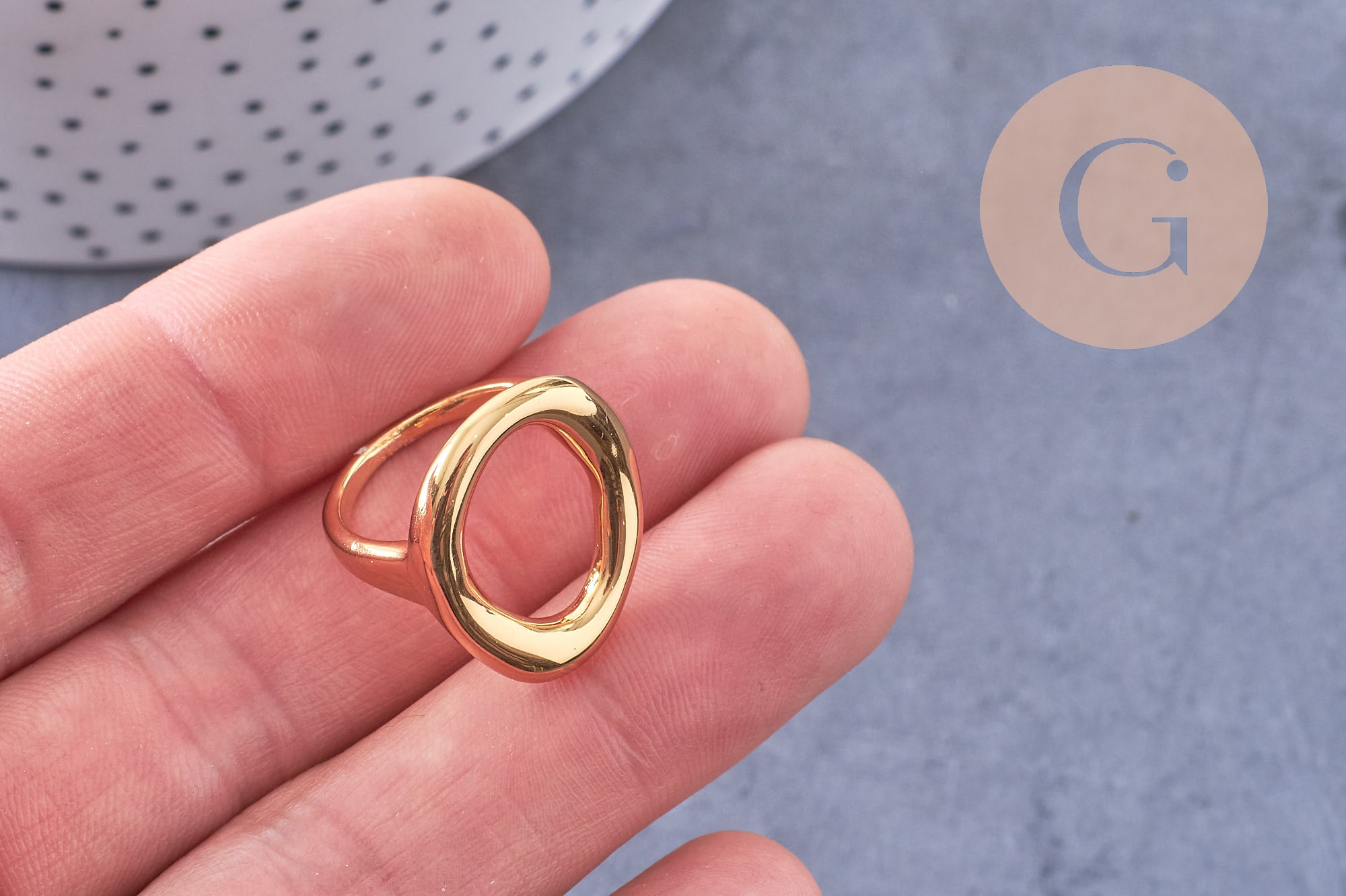Gingerlily Bague cercle G10588 acier doré taille 57 x1