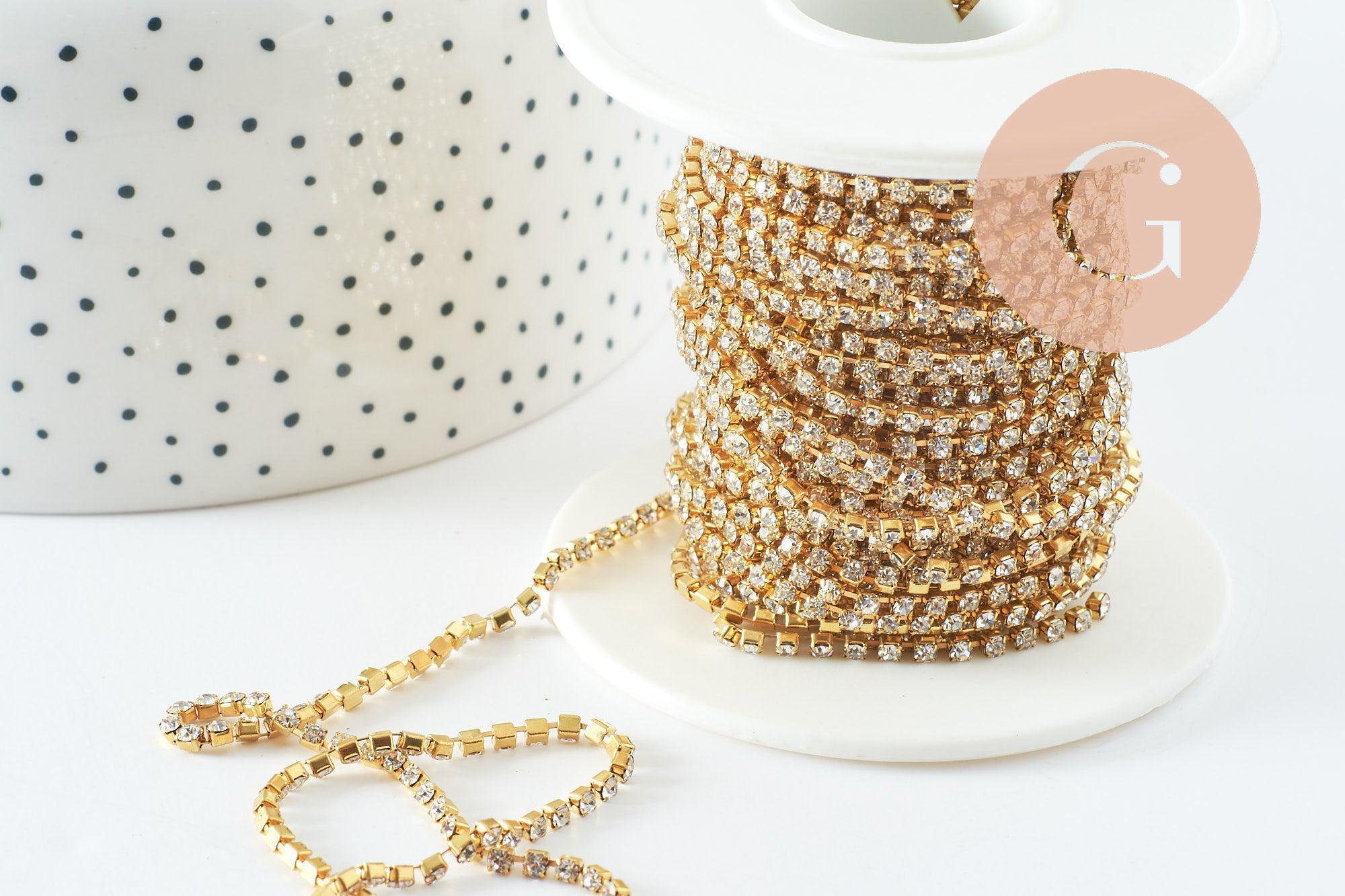 Gingerlily Chaînes chaîne strass laiton brut 2mm 50cm