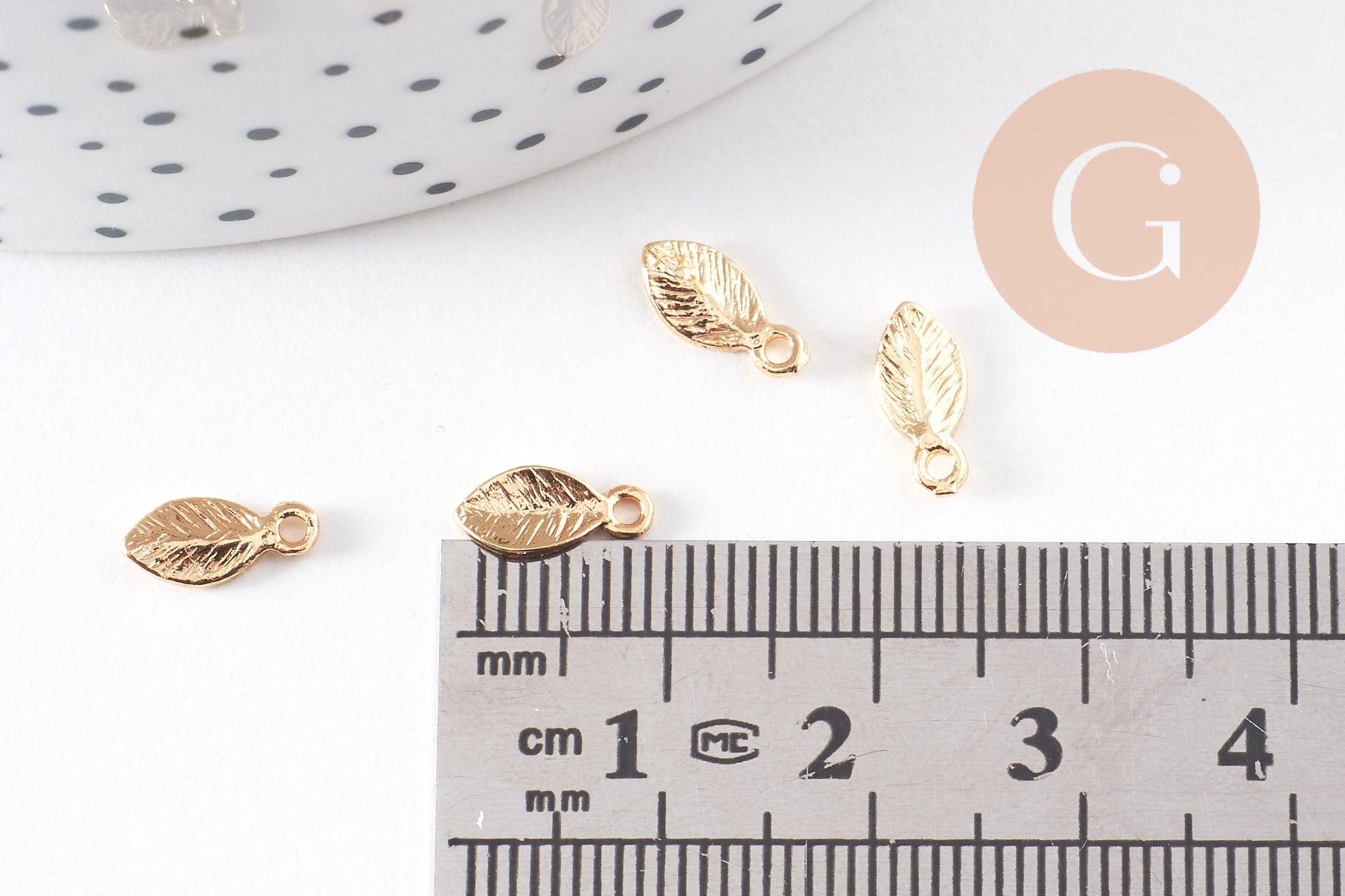 Gingerlily Pendentifs G10231 breloque feuille laiton doré 10,5mm x2