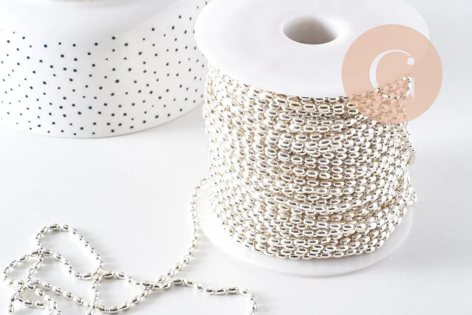 Gingerlily Chaîne boule ovale laiton platine 4.6mm 1m