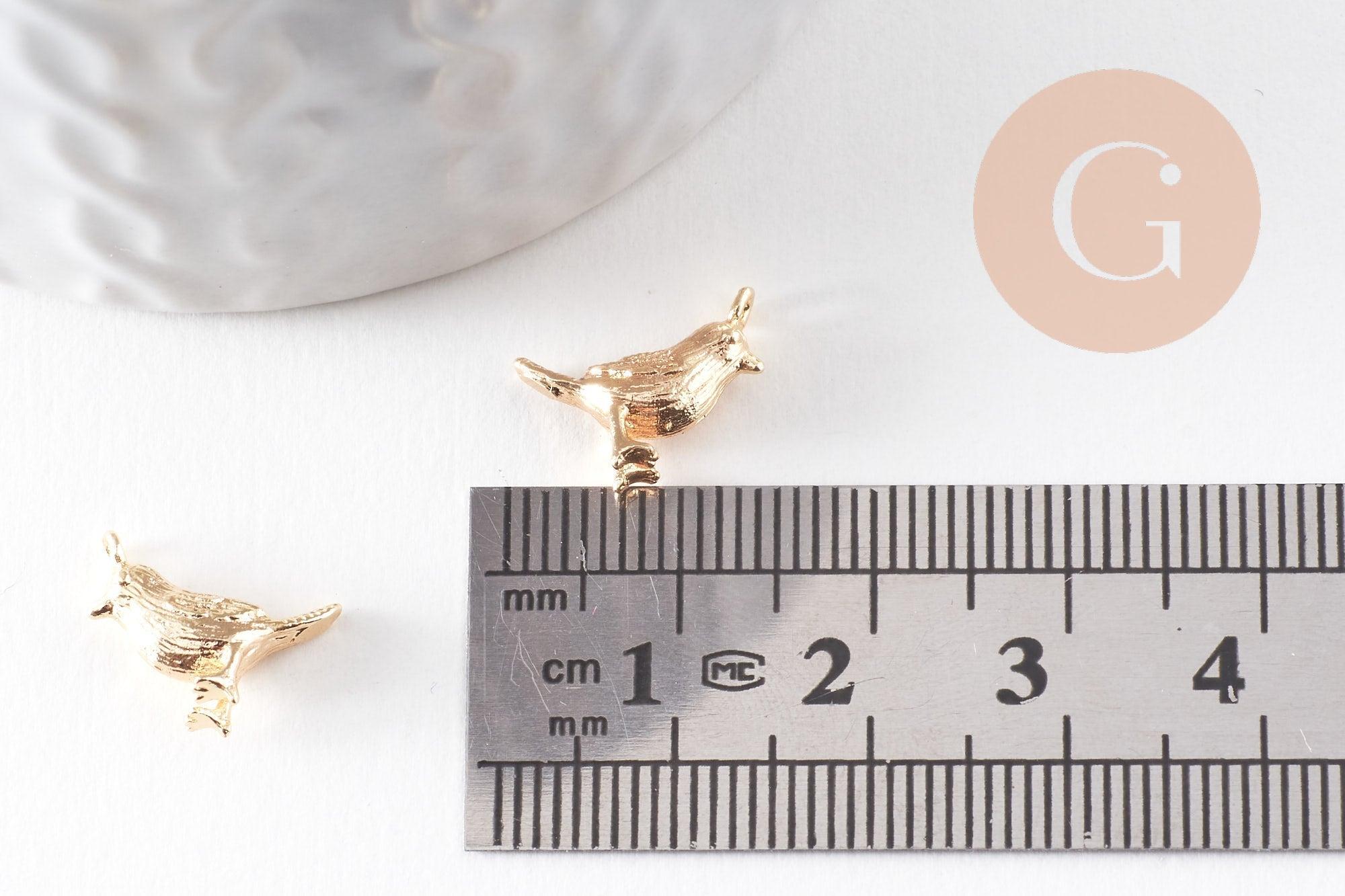 Gingerlily Pendentifs G10046 pendentif oiseau doré 18K 12.5mm x2