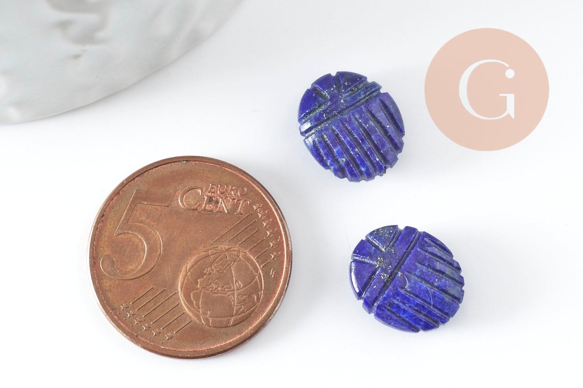 Gingerlily Perle scarabée lapis lazuli 13mm x1 AAA