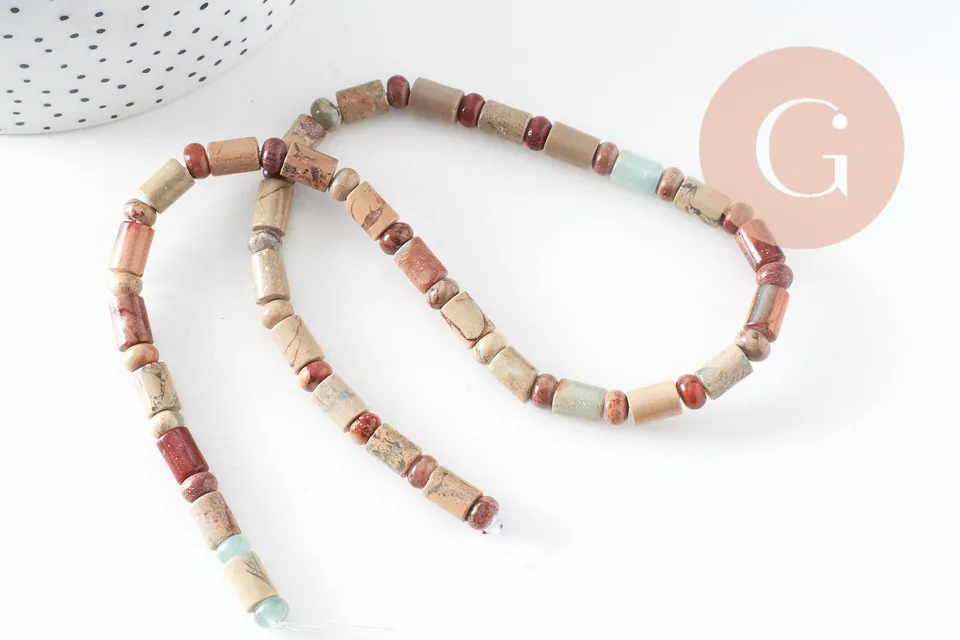 Gingerlily Perles pierre naturelle G3534 perle tube jaspe aquaterra 10mm