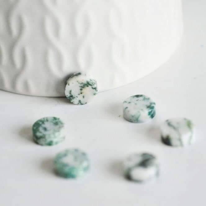 Gingerlily G1923 cabochon rond agate blanc-vert 10mm x1
