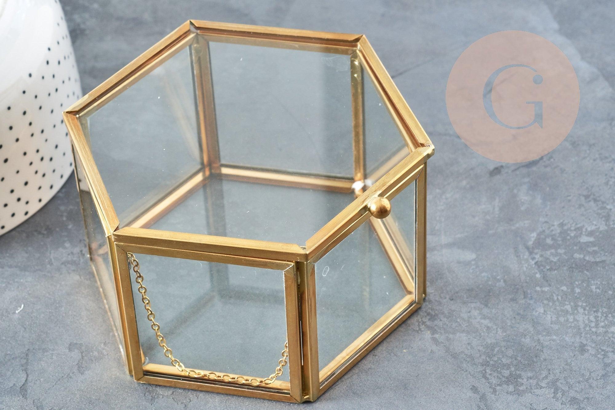 Gingerlily boîte hexagone G5083 boîte verre laiton 111mm