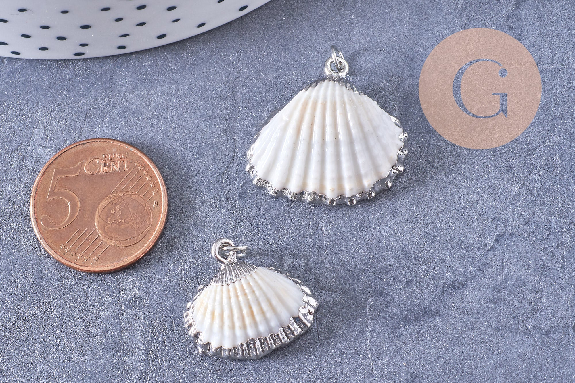 Gingerlily pendentif coquillage naturel argenté 25mm x1