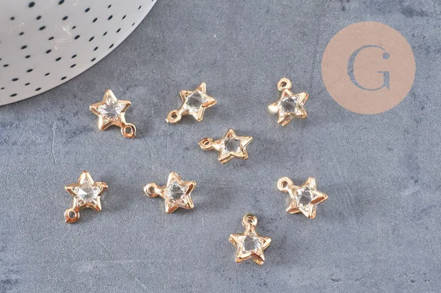 Gingerlily Pendentif étoile fer doré zircon 14mm x10
