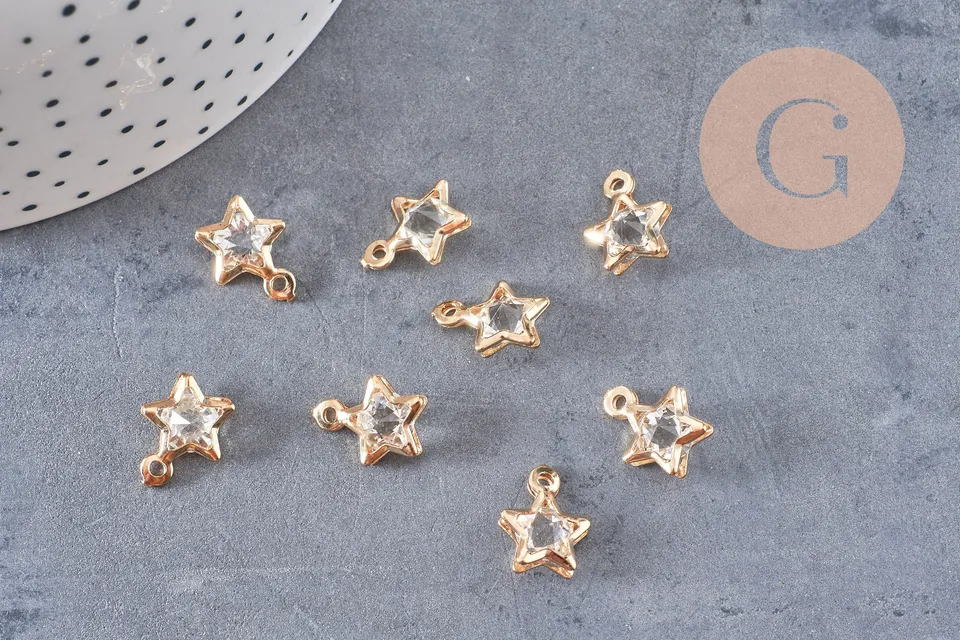 Gingerlily Pendentif étoile fer doré zircon 14mm x10