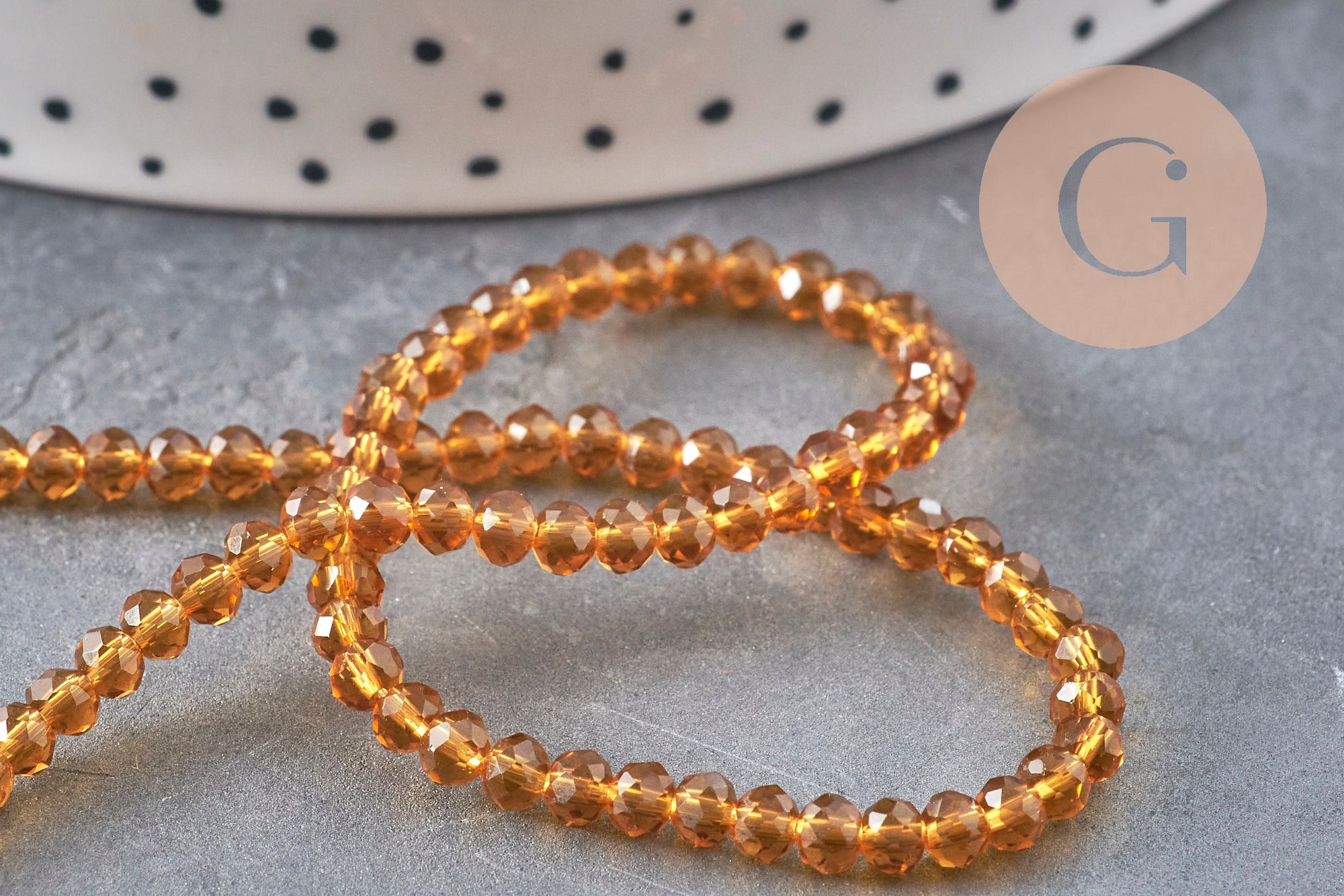 Gingerlily perles abacus cristal doré 3,5 mm fil 29 cm