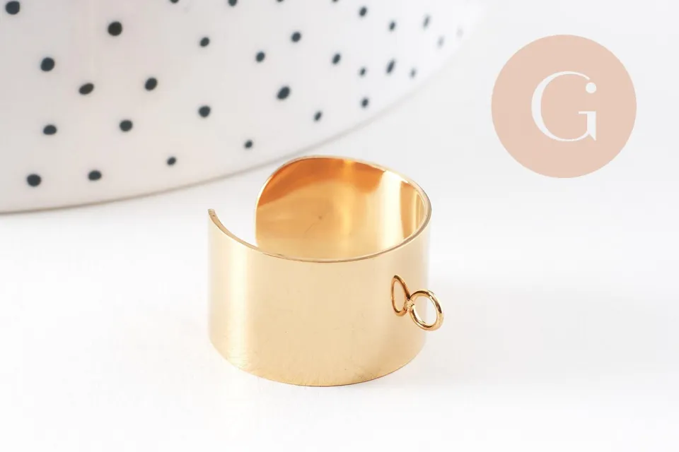 Gingerlily Bijoux Bague Réglable Acier Doré 18mm x2 G9845