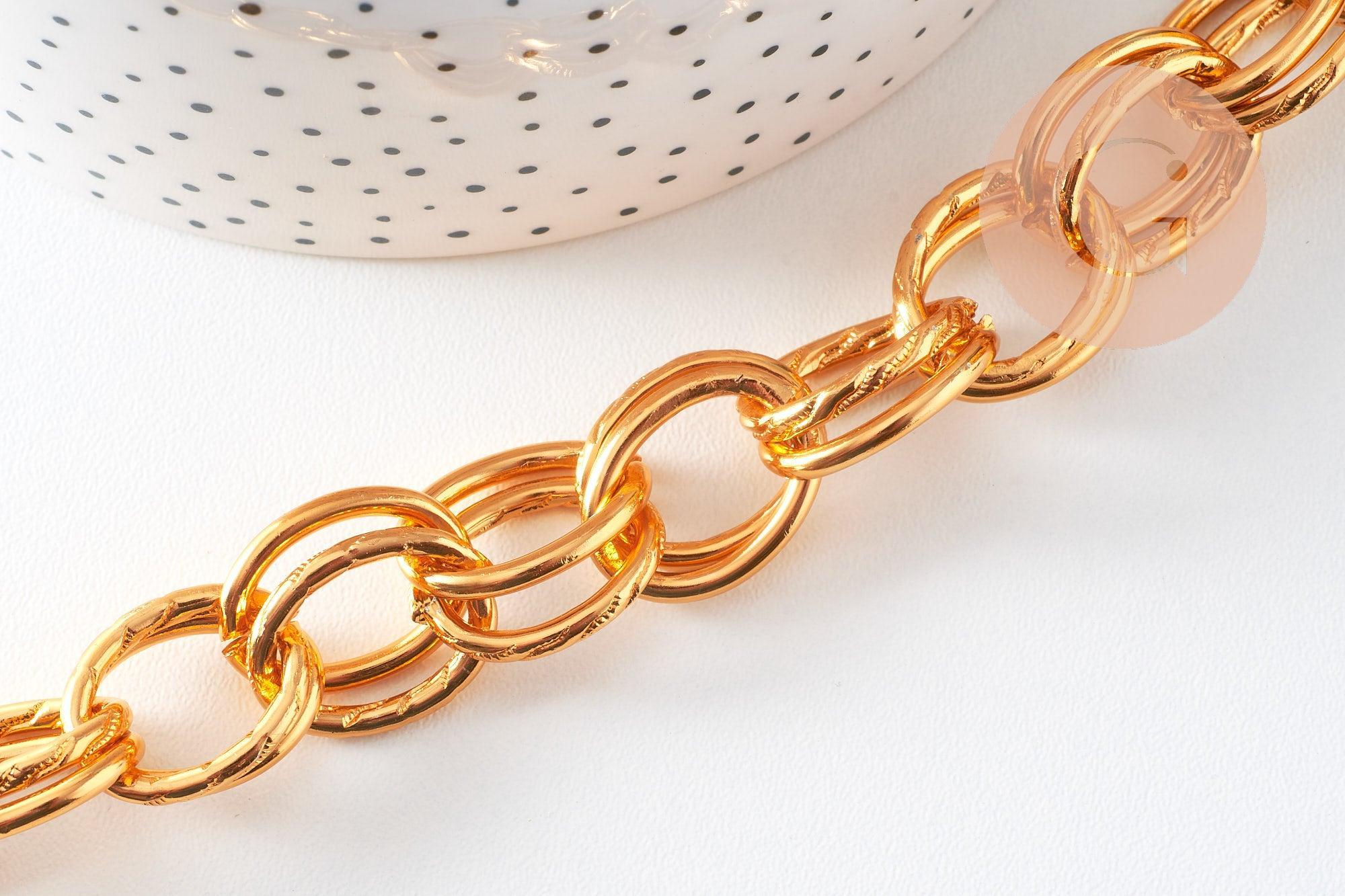 Gingerlily chaîne aluminium doré maille rolo 22mm 1m