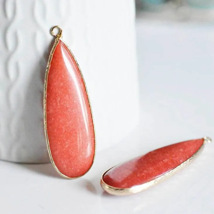 Gingerlily G1766 pendentif goutte jade rouge 58 mm
