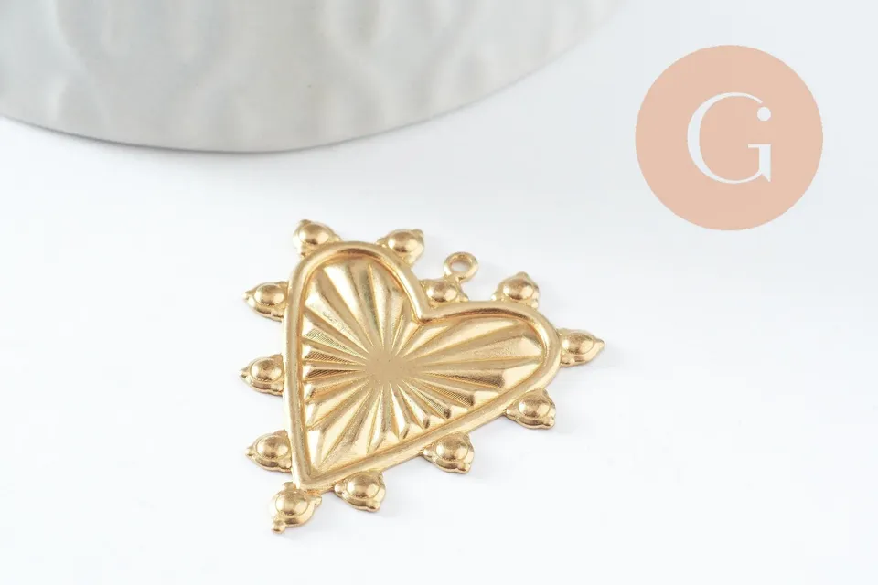 Gingerlily Pendentifs bijoux DIY G9755 pendentif coeur laiton brut 30mm