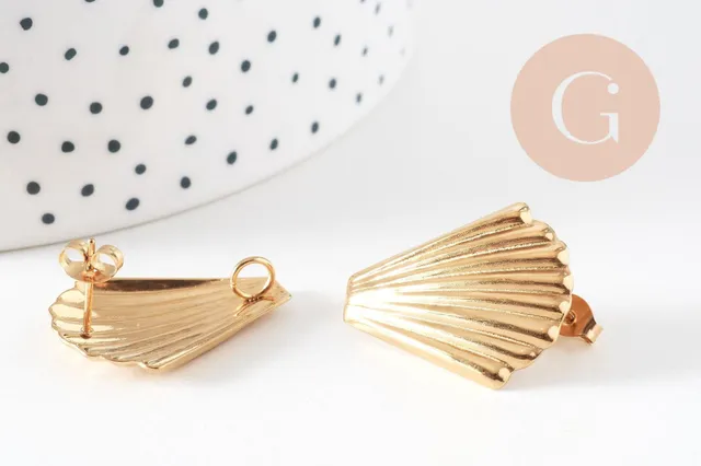 Gingerlily Pendentifs G10756 clous coquillage doré 26mm la paire