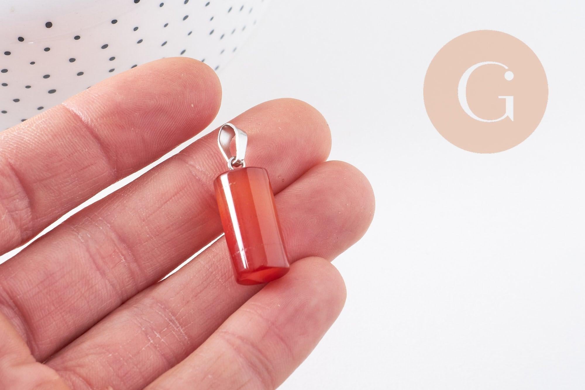 Gingerlily Pendentifs colonne 25mm pendentif agate rouge x1