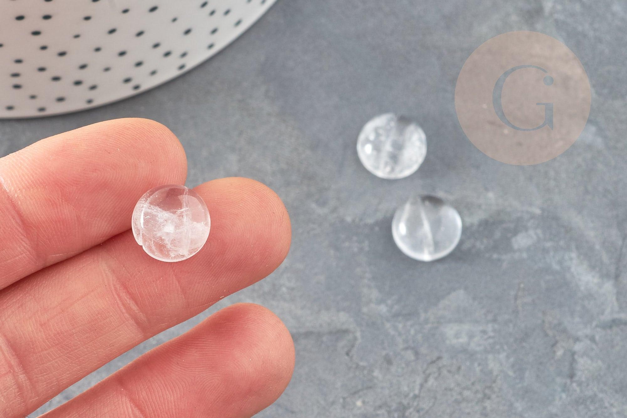 Gingerlily Cabochon rond cristal de roche naturel 12mm x1