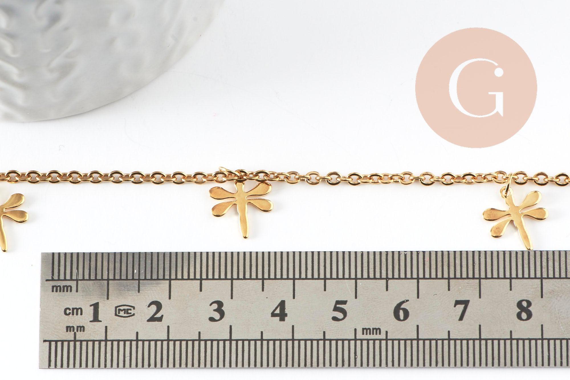 Gingerlily G7110 bracelet cheville acier doré croix coeurs