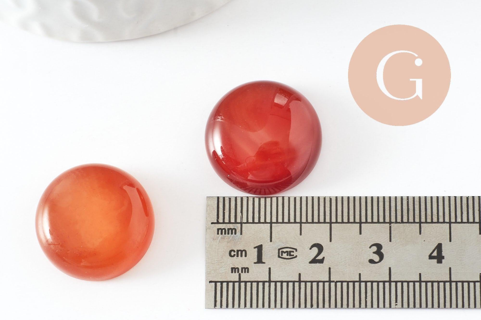 Gingerlily cabochon rond cornaline naturelle 20mm x1 orange