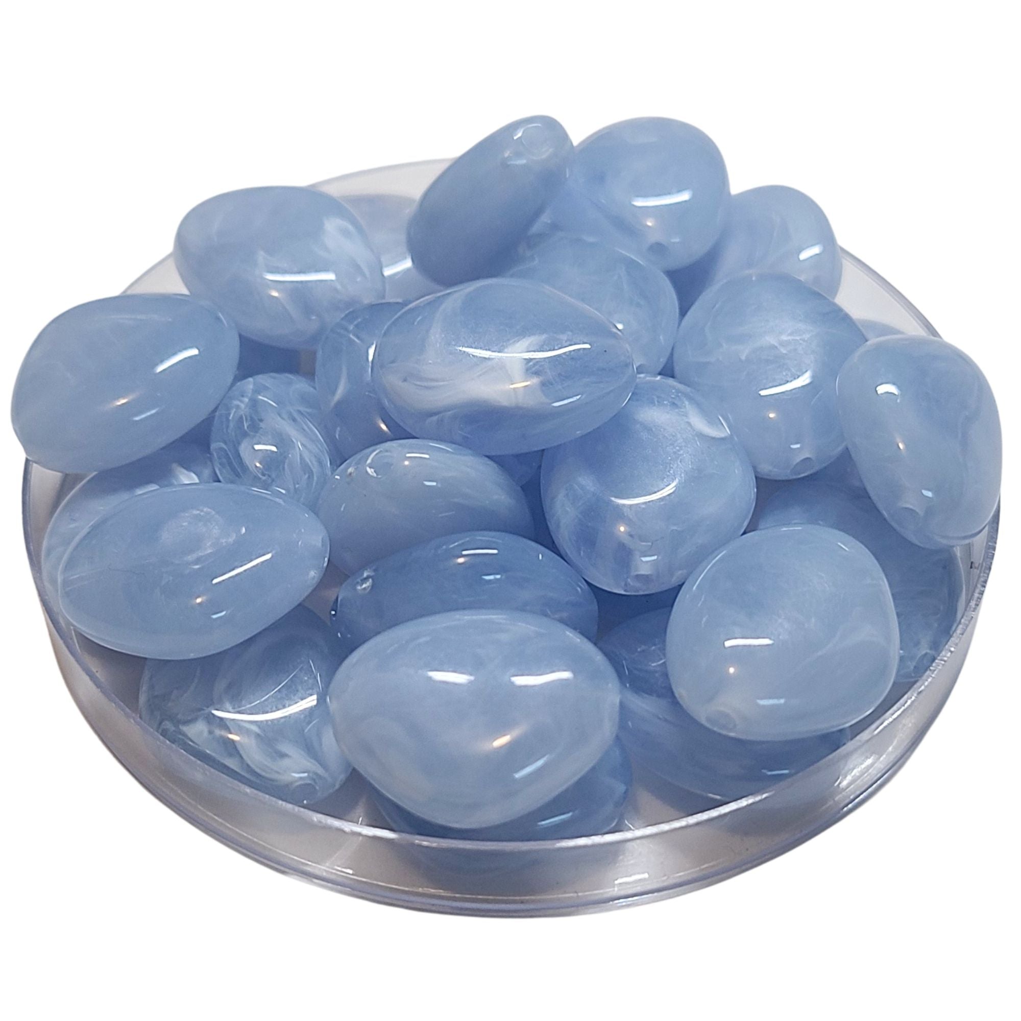ARTSHOP Galets TIKA 15/23MM perles bleu ciel marbré x10 acrylique