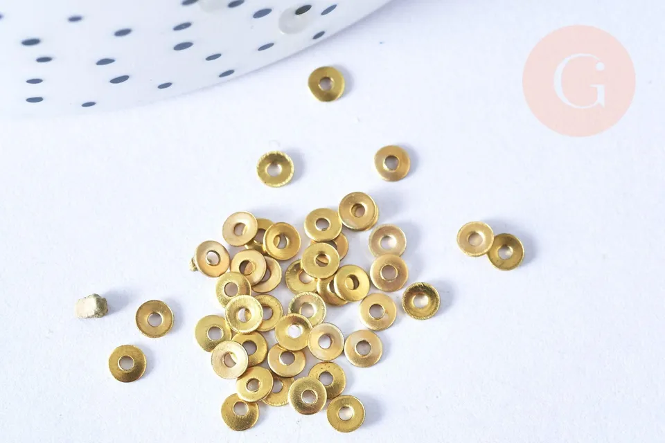 Gingerlily Perles intercalaires rondelles laiton brut 2,1mm x20