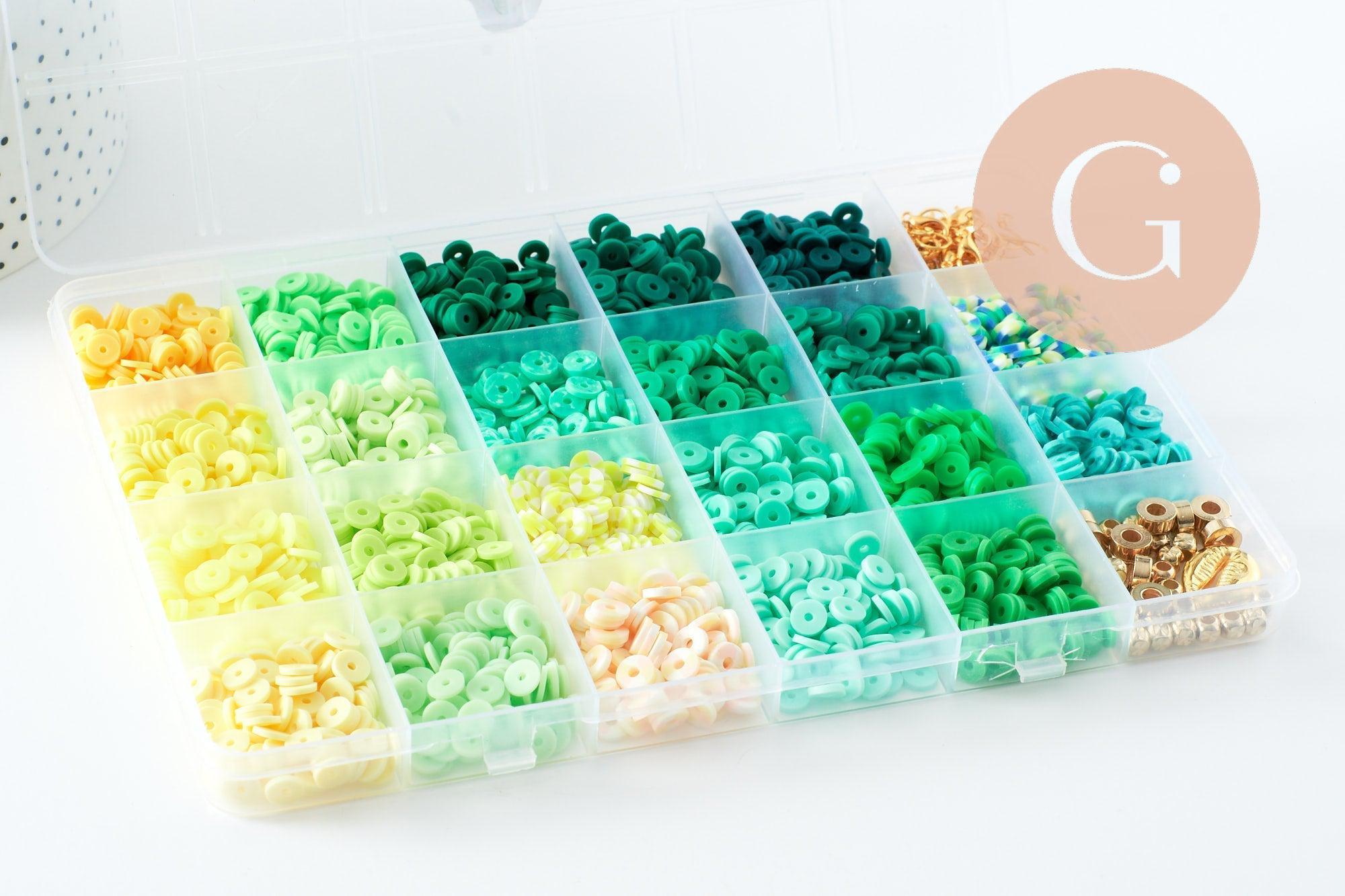 Gingerlily kit heishi G9764 coffret bijoux vert jaune sans pinces