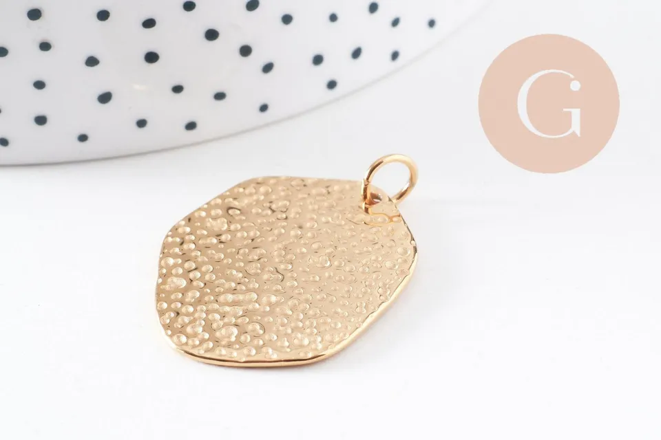 Gingerlily G10100 pendentif ovale martelé doré 32,5mm x1