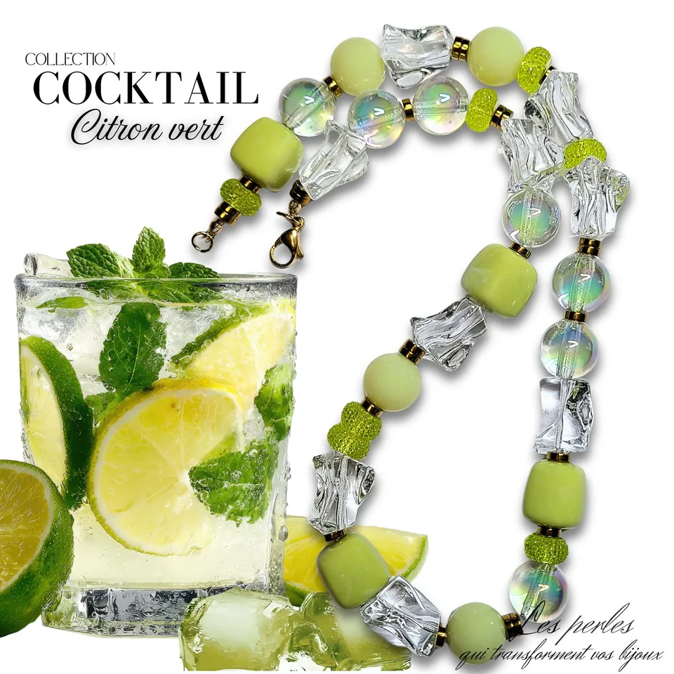 ARTSHOP Cocktail Collier Citron Vert 52cm Fini