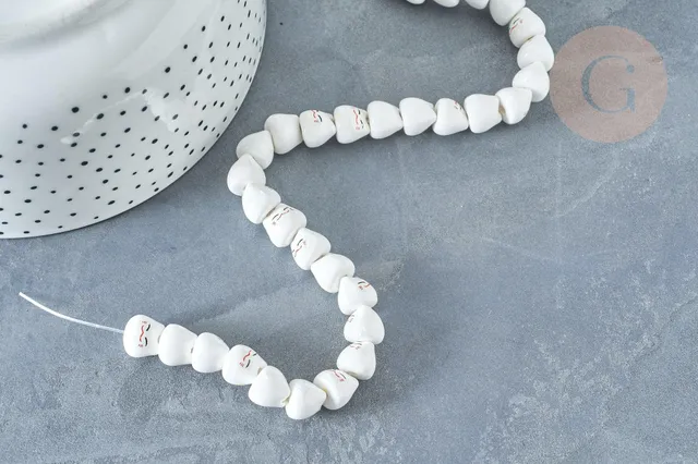 Gingerlily Perles G8185 perle chat porcelaine blanche x5