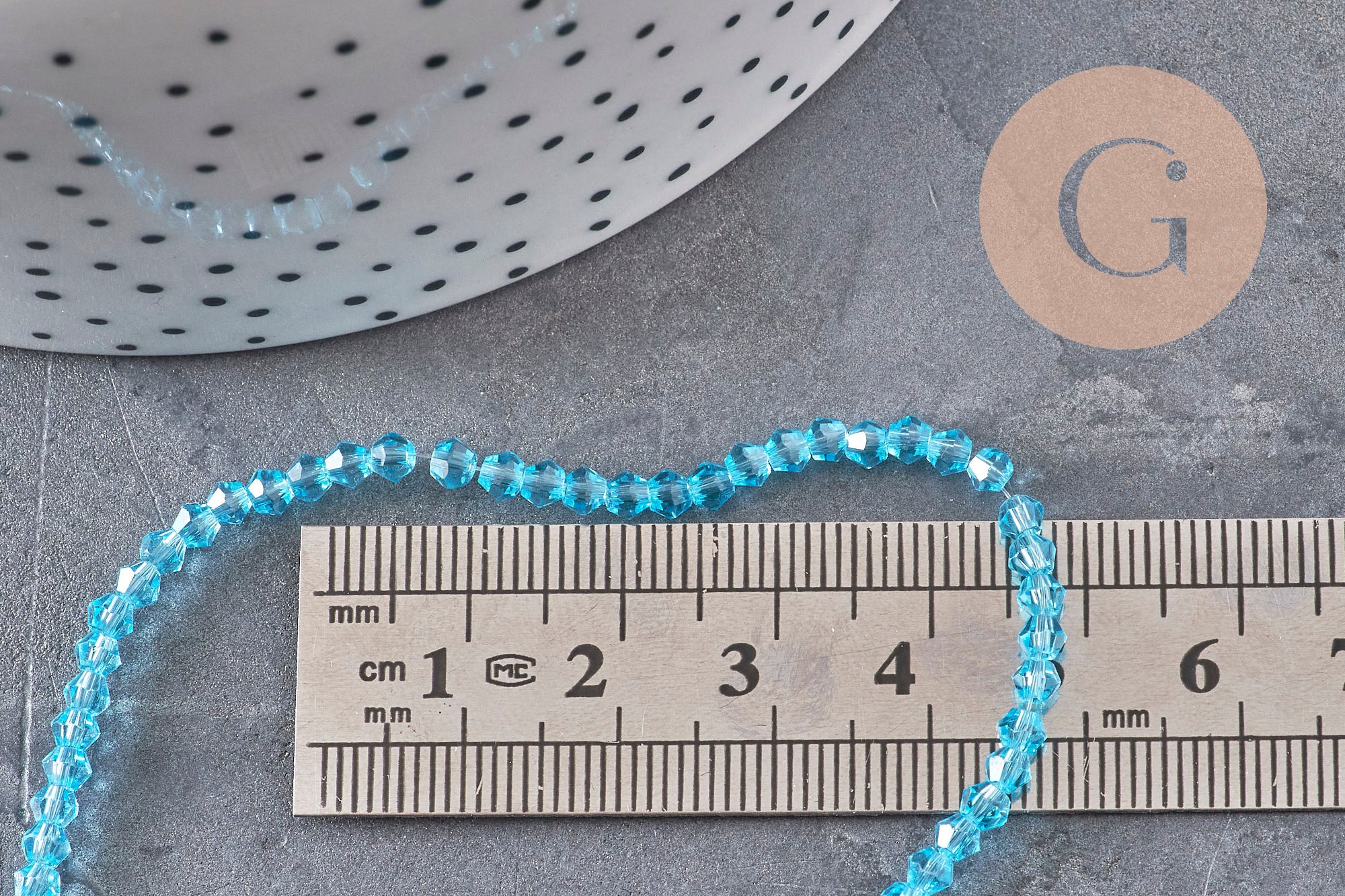 Gingerlily Perles toupies cristal bleu 3mm fil 38cm