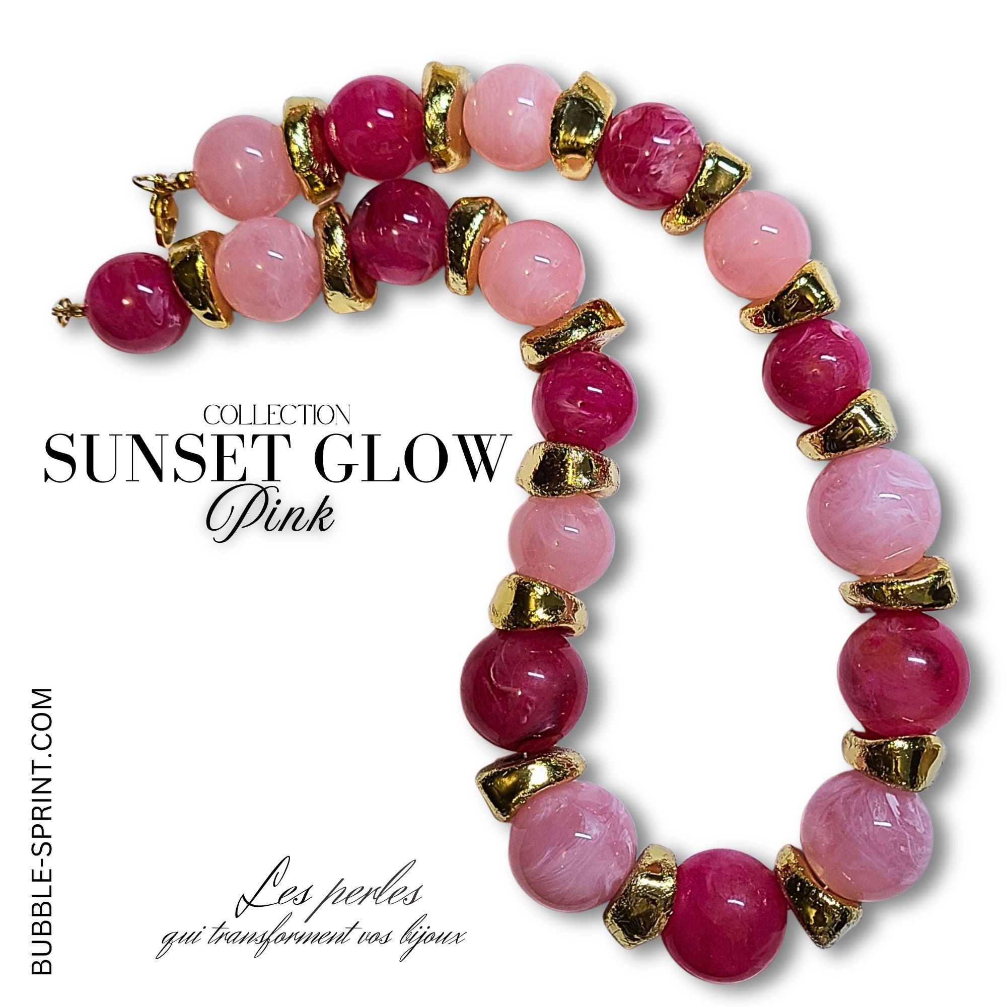 ARTSHOP Sunset Glow kit collier pink marbré 48cm
